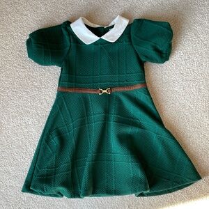 Janie and Jack girls size 3 green dress with belt detail.